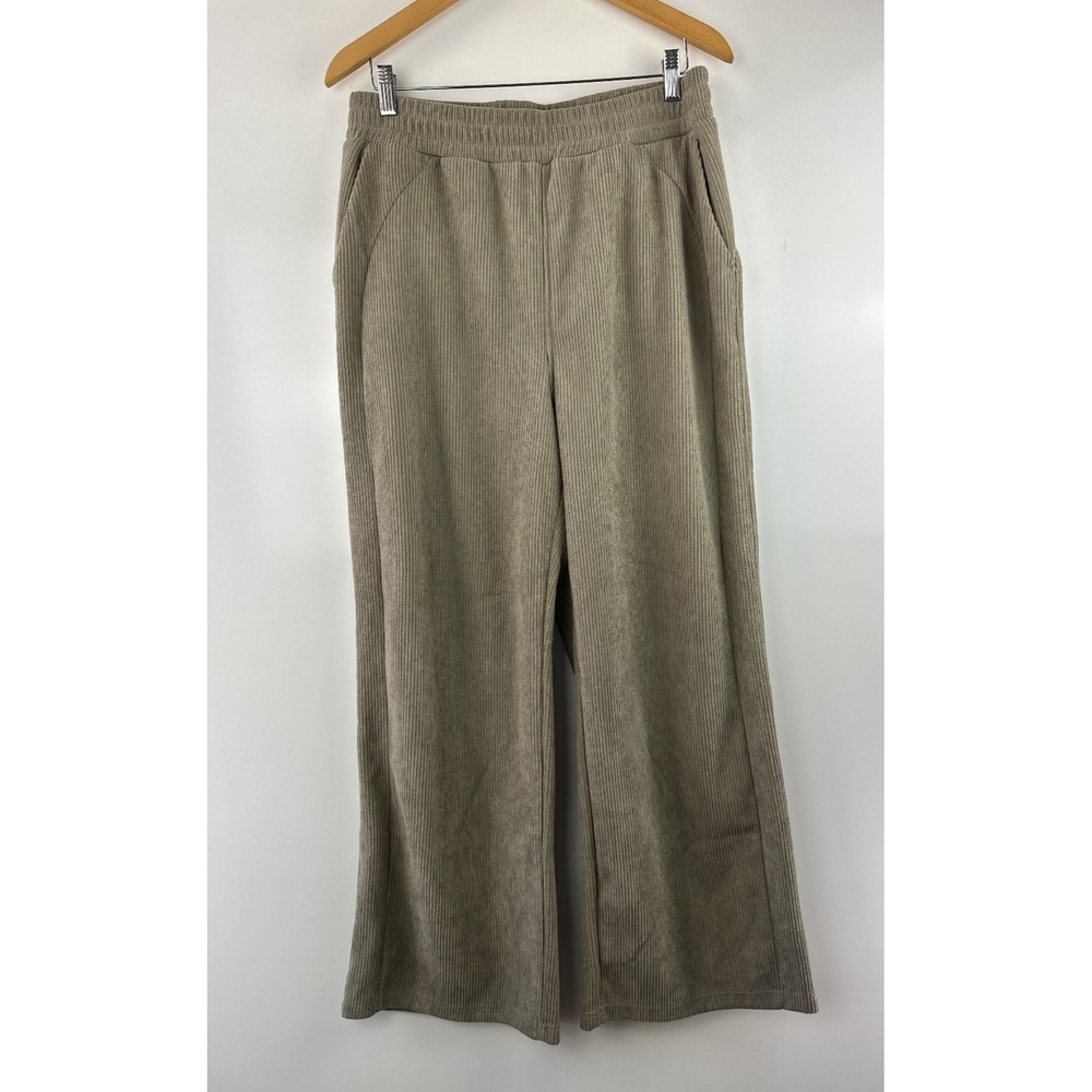 Halara High Waisted Pocket Straight Leg Mop Corduroy Casual Pants Beige Large - Picture 14 of 15